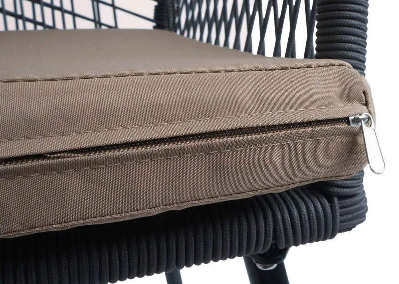 Lot de 2 chaises de jardin aluminium et corde tressée coussins inclus anthracite taupe 04_0009698