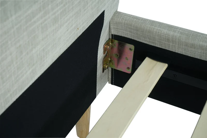 Lit double capitonné avec boutons décoratifs 180x200 cm sommier inclus bois massif et tissu crème/beige 04_0010471