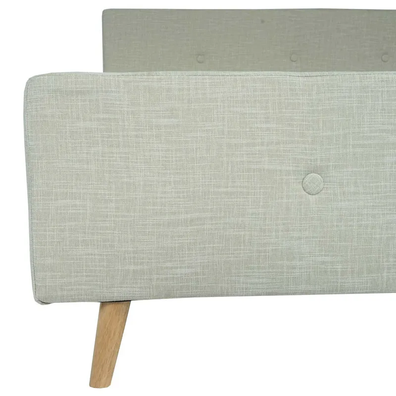 Lit double capitonné avec boutons décoratifs 160x200 cm sommier inclus bois massif tissu crème beige 04_0010472