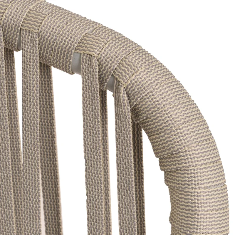 Salon de jardin avec table 180x80 cm + 6 chaises en aluminium et corde tressée gris coussins taupe 04_0010087
