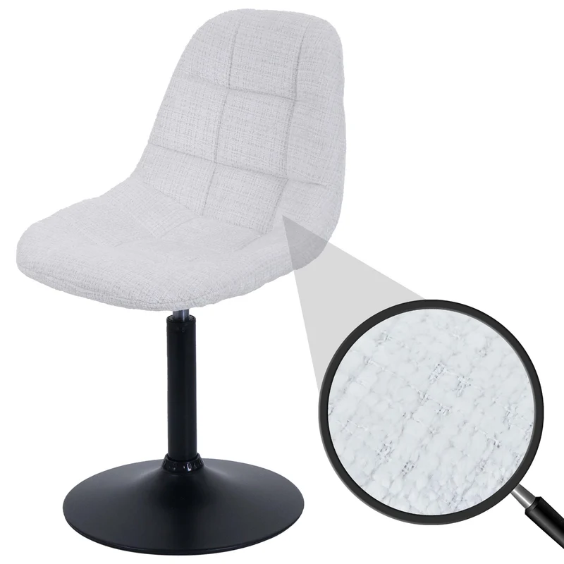 Chaise de salle à manger pivotante 360° en tissu chenille crème pied acier noir mat 04_0009895