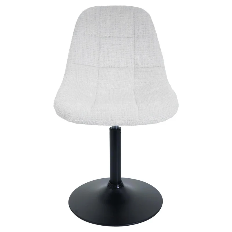 Chaise de salle à manger pivotante 360° en tissu chenille crème pied acier noir mat 04_0009895