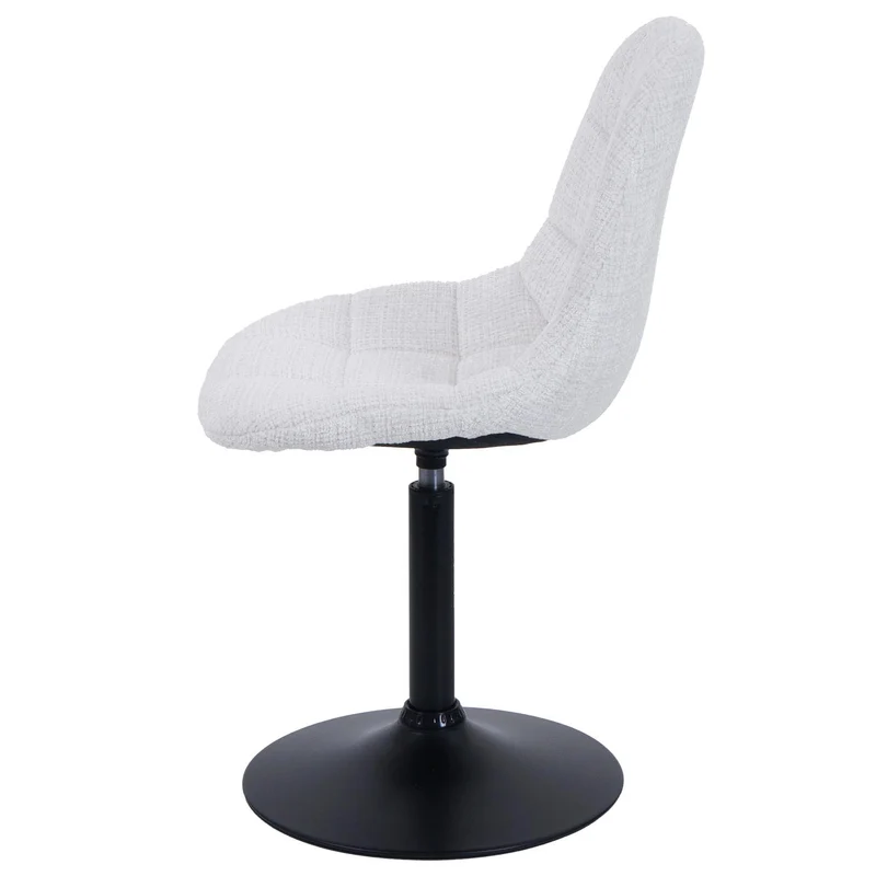 Chaise de salle à manger pivotante 360° en tissu chenille crème pied acier noir mat 04_0009895