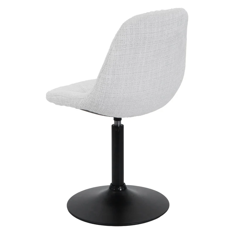 Chaise de salle à manger pivotante 360° en tissu chenille crème pied acier noir mat 04_0009895