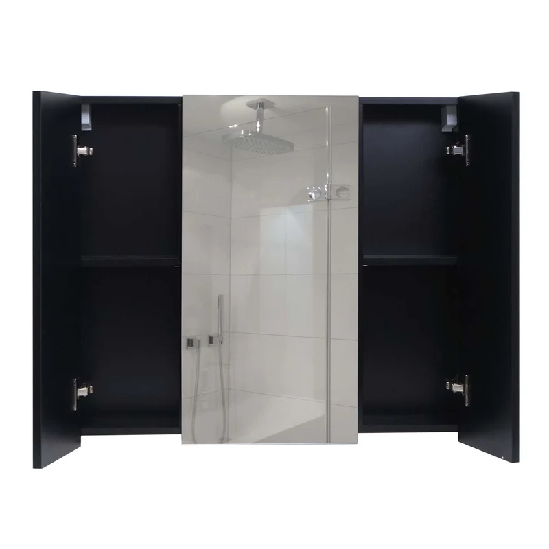 Meuble de salle de bain miroir moderne avec rangements 70 x 80 x 16 cm en contreplaqué blanc 04_0010332