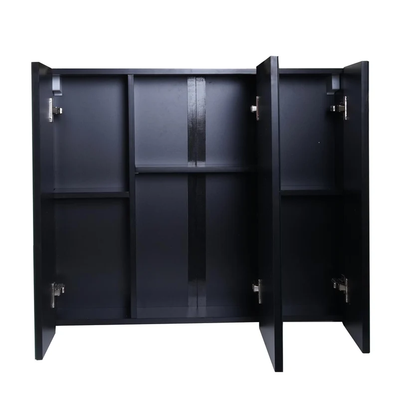 Meuble de salle de bain miroir moderne avec rangements 70 x 80 x 16 cm en contreplaqué blanc 04_0010332