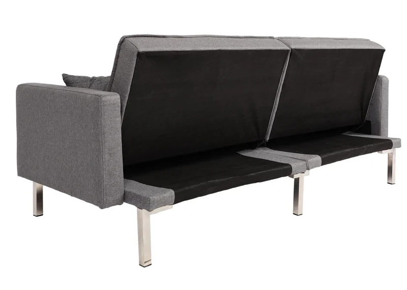 Canapé-lit dossier réglable 3 positions couchage 2 coussins inclus 170x104 cm en tissu gris 04_0010414