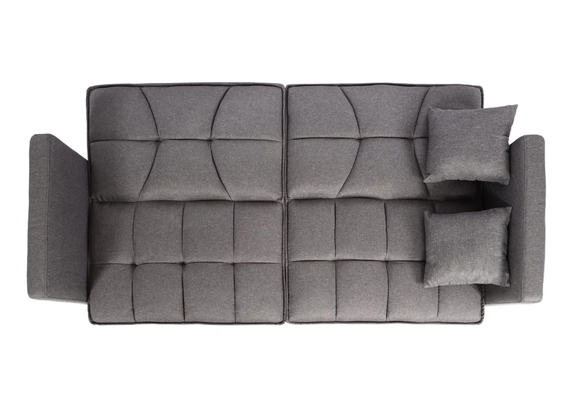 Canapé-lit dossier réglable 3 positions couchage 2 coussins inclus 170x104 cm en tissu gris 04_0010414