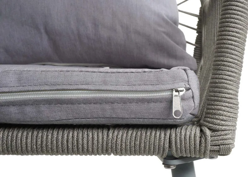Lot de 2 chaises de jardin design moderne terrasse balcon jardin en aluminium gris et corde tressée coussins gris clair 04_0009687