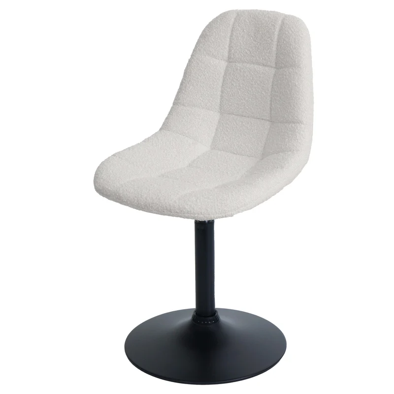 Chaise de salle à manger pivotante 360° design contemporain en tissu bouclé crème pied acier noir mat 04_0009882