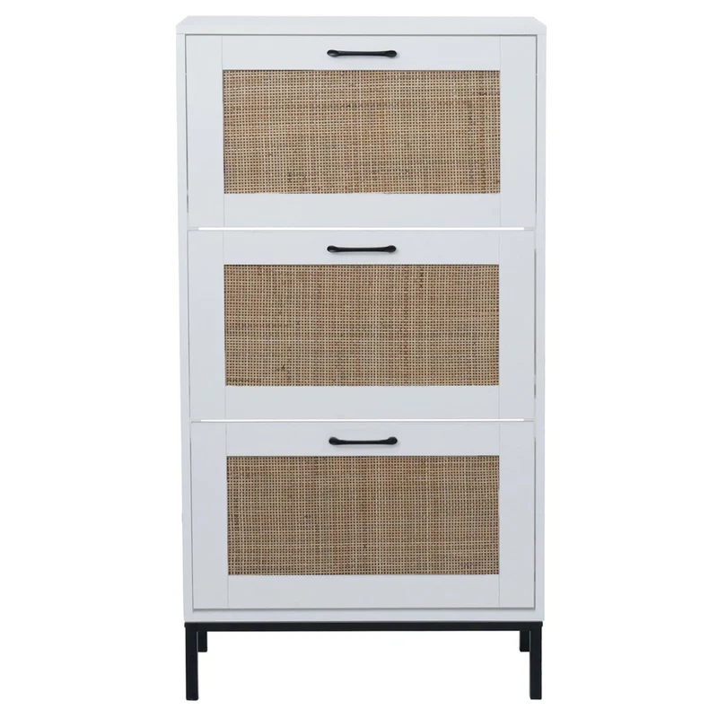 Meuble de rangement pour chaussures 126 x 63 x 24 cm avec 3 compartiments pratique style moderne en MDF blanc 04_0009742