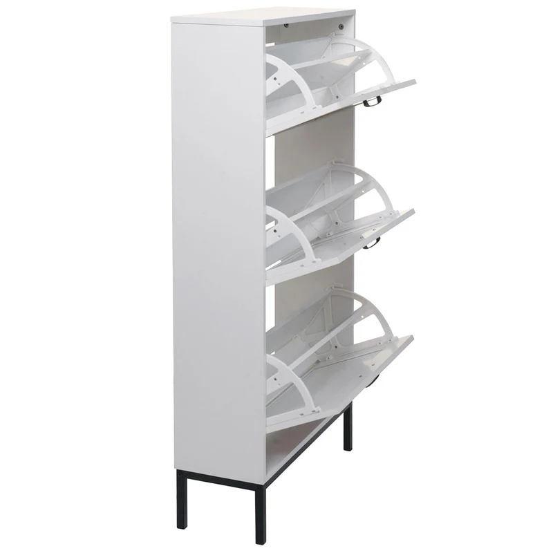 Meuble de rangement pour chaussures 126 x 63 x 24 cm avec 3 compartiments pratique style moderne en MDF blanc 04_0009742