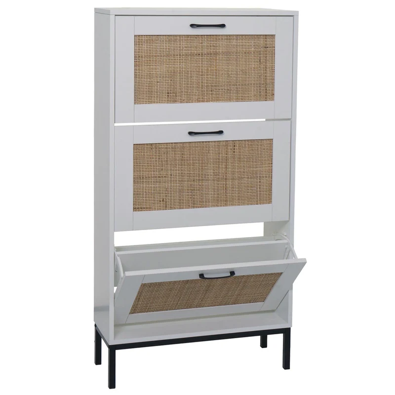 Meuble de rangement pour chaussures 126 x 63 x 24 cm avec 3 compartiments pratique style moderne en MDF blanc 04_0009742