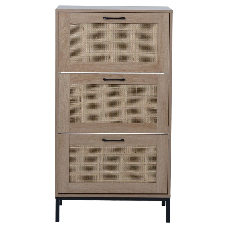 Armoire à chaussures à trois compartiments pratique rangement organisé 126 x 63 x 24 cm en MDF blanc 04_0009743