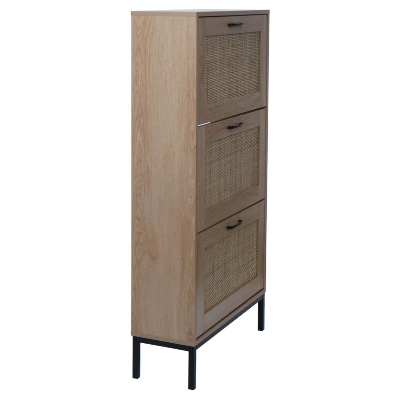 Armoire à chaussures à trois compartiments pratique rangement organisé 126 x 63 x 24 cm en MDF blanc 04_0009743