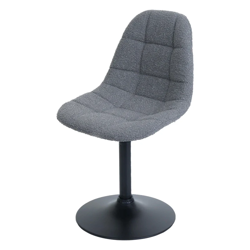 Chaise de salle à manger pivotante 360° design contemporain en tissu bouclé gris pied acier noir mat 04_0009878