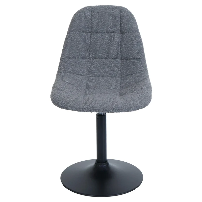 Chaise de salle à manger pivotante 360° design contemporain en tissu bouclé gris pied acier noir mat 04_0009878