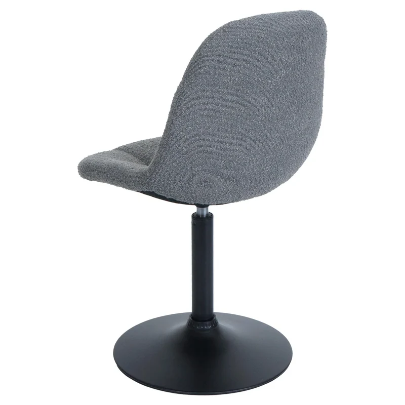 Chaise de salle à manger pivotante 360° design contemporain en tissu bouclé gris pied acier noir mat 04_0009878