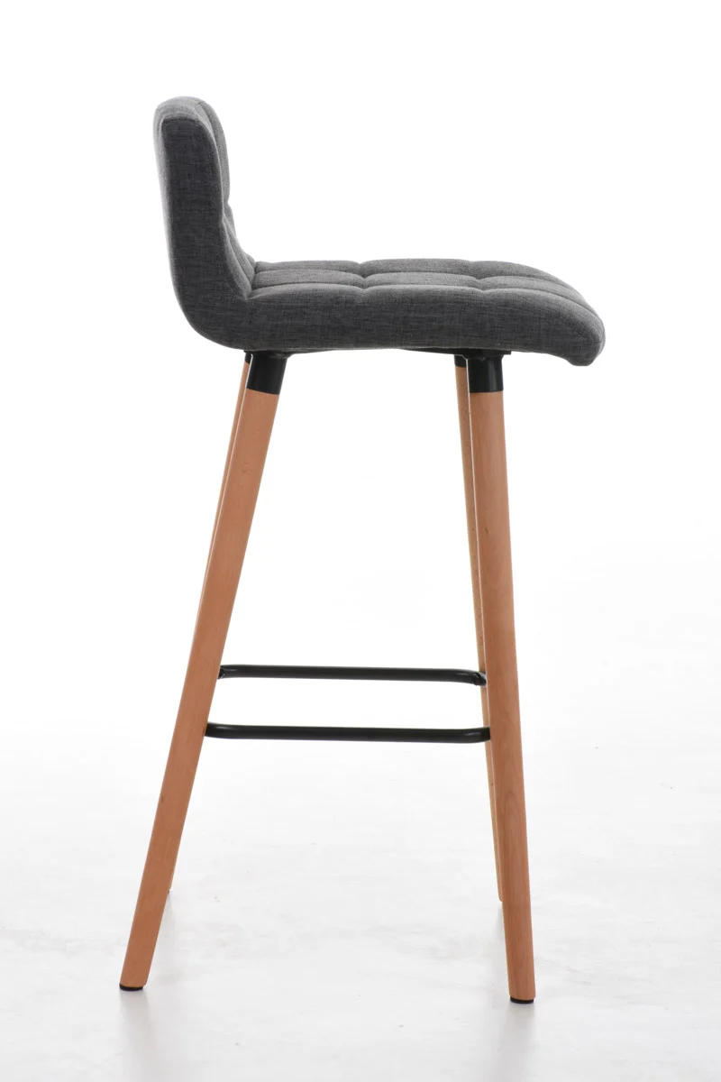 Lot de deux tabourets de bar avec repose-pieds en tissu gris clair design scandinave 10_0004322