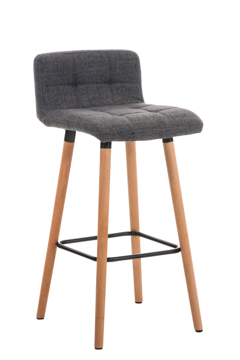 Lot de deux tabourets de bar avec repose-pieds en tissu gris clair design scandinave 10_0004322