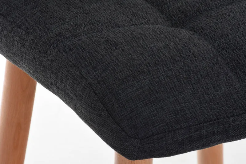Tabouret de bar en tissu gris foncé coutures décoratives pieds en bois avec repose-pieds 10_0000048