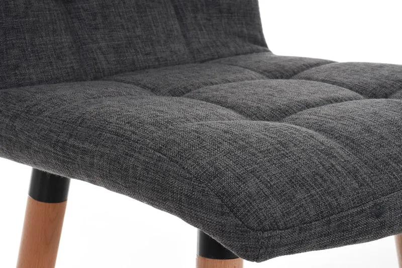 Tabouret de bar en tissu gris clair coutures décoratives pieds en bois avec repose-pieds 10_0000047