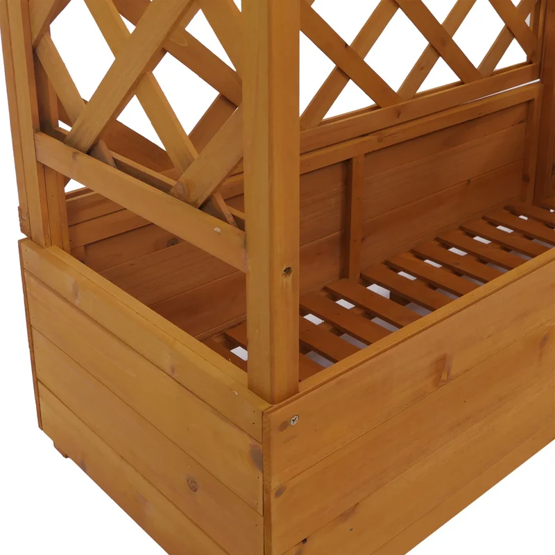 Jardinière en hauteur style moderne avec treillis pour plantes et fleurs 138 x 110 x 44 cm en bois naturel 04_0008927