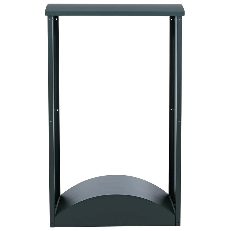 Abri à bois range-bûches extérieur avec base arrondie 160 x 98 x 50 cm en métal galvanisé vert 04_0008890