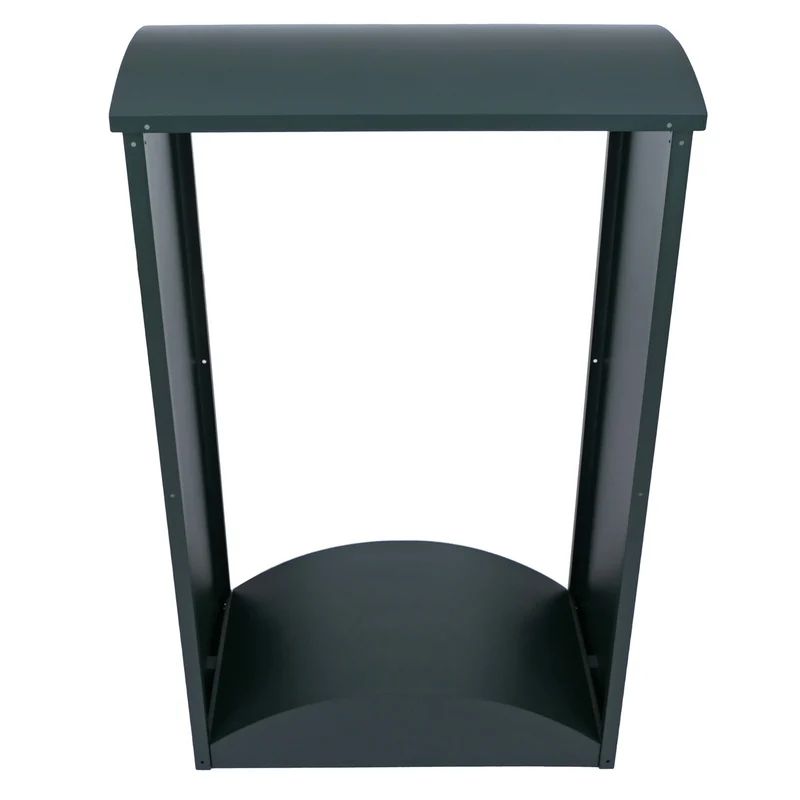 Abri à bois range-bûches extérieur avec base arrondie 160 x 98 x 50 cm en métal galvanisé vert 04_0008890