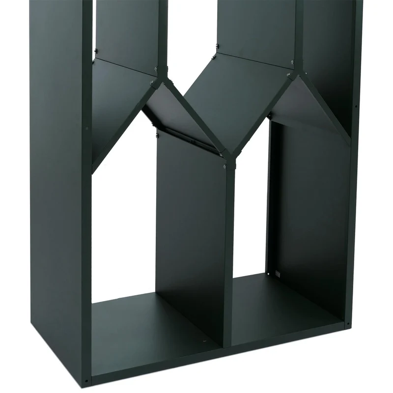 Abri à bois range-bûches extérieur design géométrique moderne 160 x 95 x 50 cm en métal galvanisé vert 04_0008889