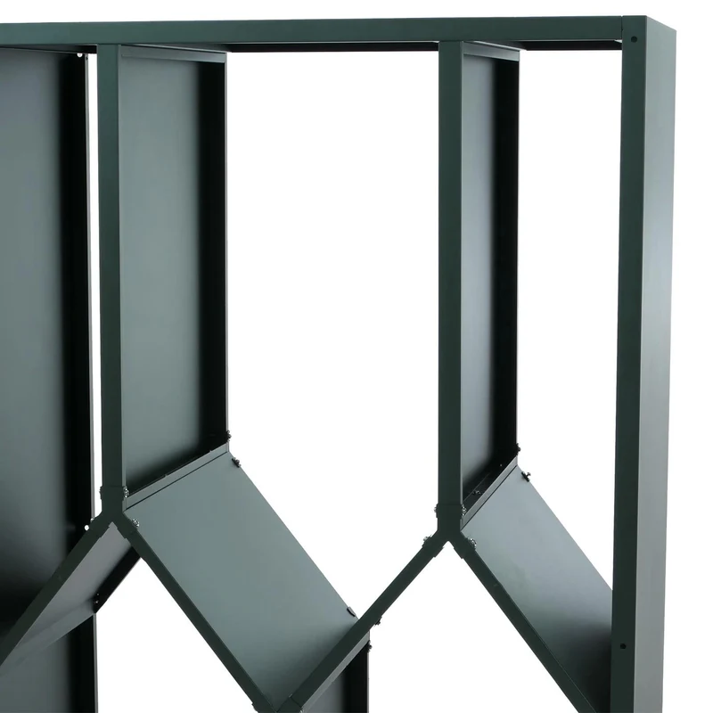 Abri à bois range-bûches extérieur design géométrique moderne 160 x 95 x 50 cm en métal galvanisé vert 04_0008889