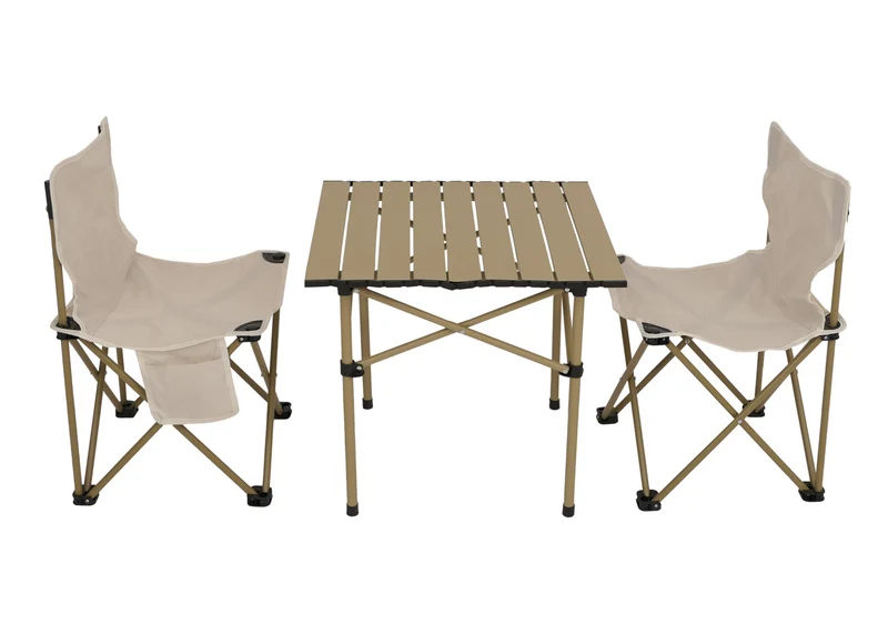 Lot de 2 chaises et table pliante camping set léger et pratique 50 x 51 x 53 cm en acier gris 04_0009551