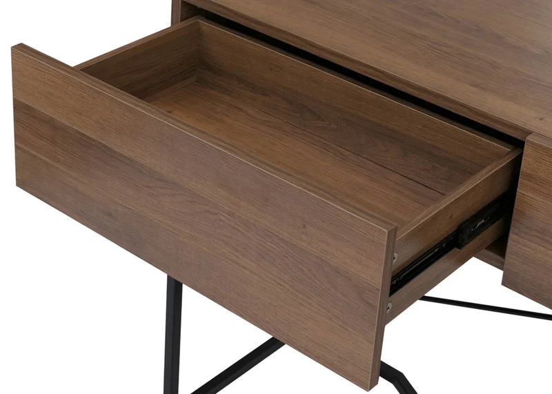 Table console moderne avec deux tiroirs fonctionnels 81 x 120 x 40 cm style industriel en MDF marron 04_0008854