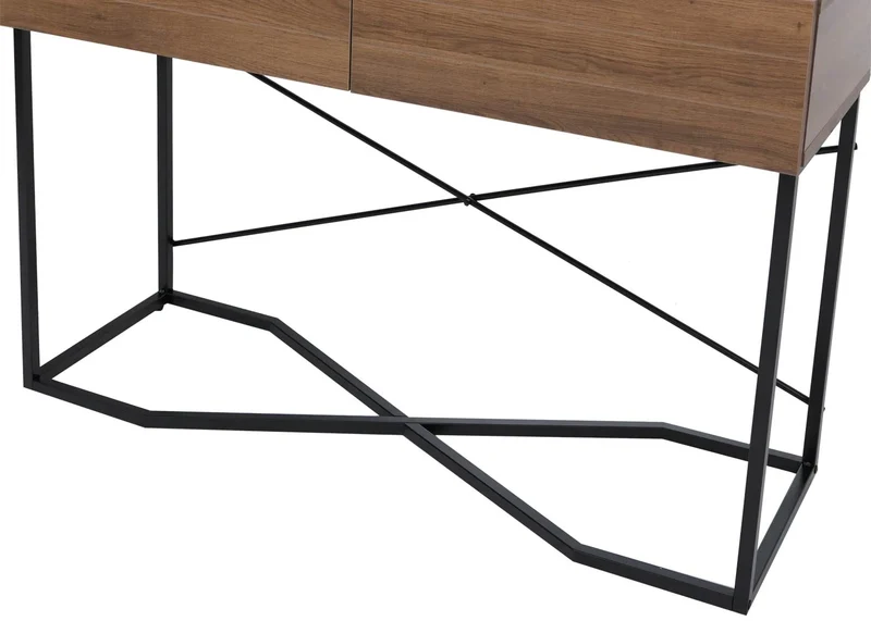 Table console moderne avec deux tiroirs fonctionnels 81 x 120 x 40 cm style industriel en MDF marron 04_0008854