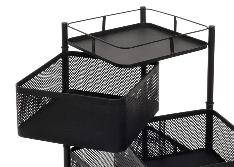 Chariot de rangement desserte roulante étagère multifonction à 5 paniers pivotants 94 x 30 x 30 cm en métal noir 04_0009537