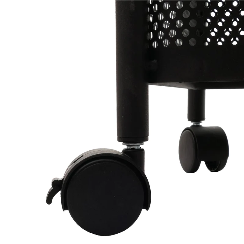 Chariot de rangement desserte roulante étagère multifonction à 5 paniers pivotants 94 x 30 x 30 cm en métal noir 04_0009537