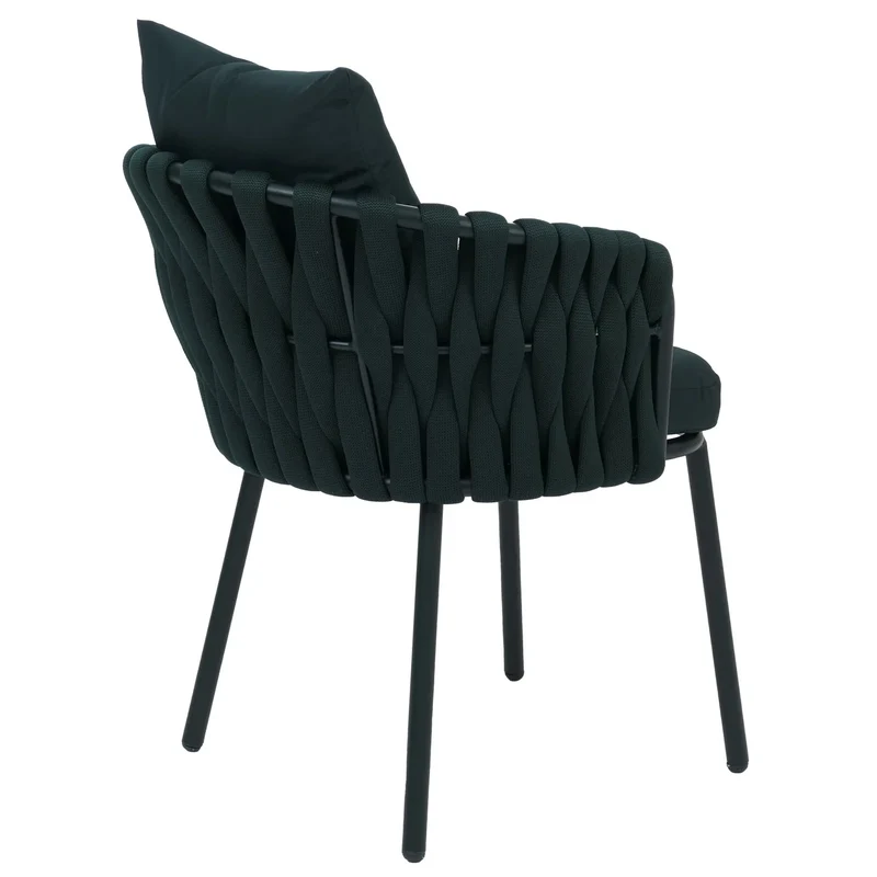 Lot de 2 fauteuils de jardin aluminium et corde tressée avec coussins déperlants vert 04_0008731