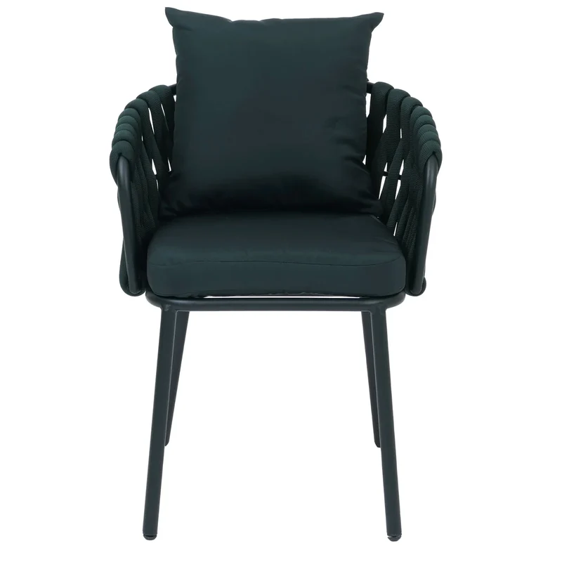 Lot de 2 fauteuils de jardin aluminium et corde tressée avec coussins déperlants vert 04_0008731