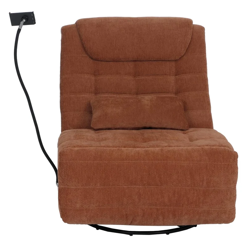 Fauteuil relax pivotant fauteuil TV inclinable avec porte-smartphone tablette 360° tissu chenille terracotta 04_0008741