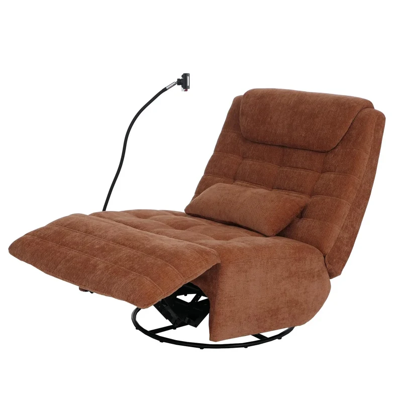 Fauteuil relax pivotant fauteuil TV inclinable avec porte-smartphone tablette 360° tissu chenille terracotta 04_0008741