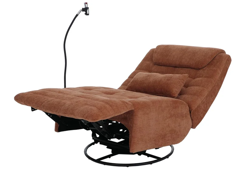 Fauteuil relax pivotant fauteuil TV inclinable avec porte-smartphone tablette 360° tissu chenille terracotta 04_0008741