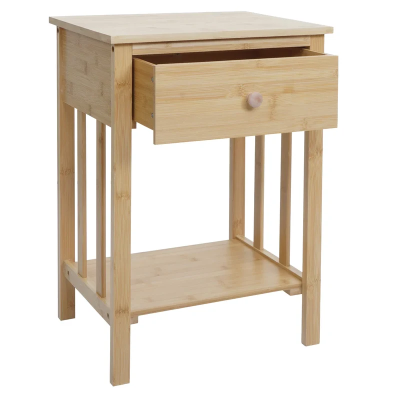 Table de chevet en bambou avec 1 tiroir amovible et étagère 55 x 40 x 30 cm 04_0009134