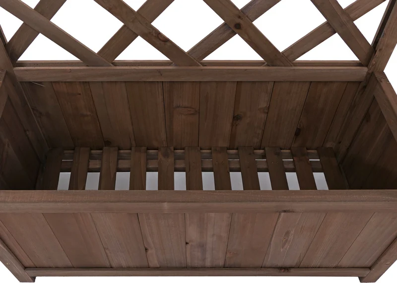 Bac potager avec treillis avec étagère et 2 bacs suspendus 135 x 70 x 30 cm jardinière extérieure en bois marron 04_0008921