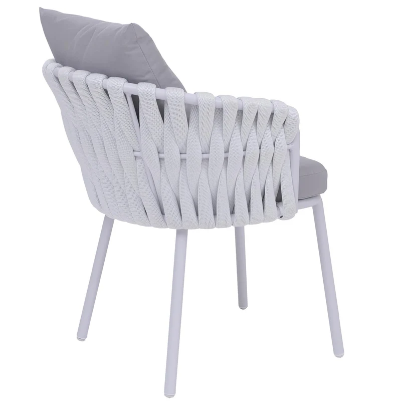 Lot de 2 fauteuils de jardin en aluminium et corde tressée coussins déperlants gris clair 04_0008729