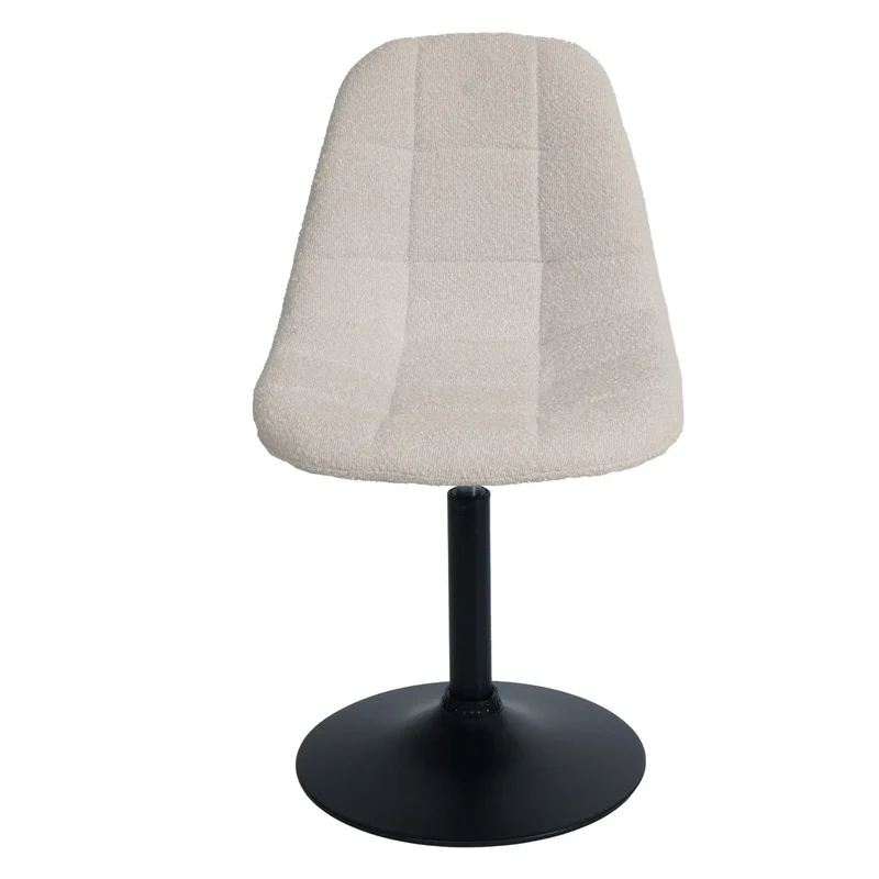 Chaise de salle à manger pivotante 360° design contemporain en tissu bouclé beige pied acier noir mat 04_0009881
