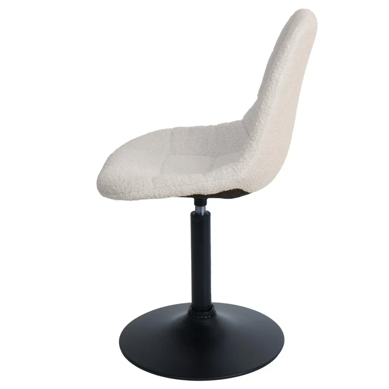 Chaise de salle à manger pivotante 360° design contemporain en tissu bouclé beige pied acier noir mat 04_0009881
