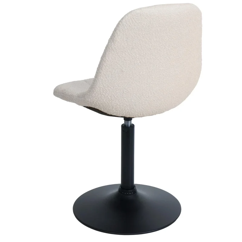 Chaise de salle à manger pivotante 360° design contemporain en tissu bouclé beige pied acier noir mat 04_0009881