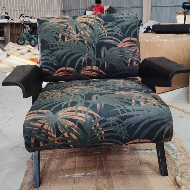Contemporary Nordic Velvet & Wood Square Accent Chair With Adjustable Legs For Bedroom & Living Room