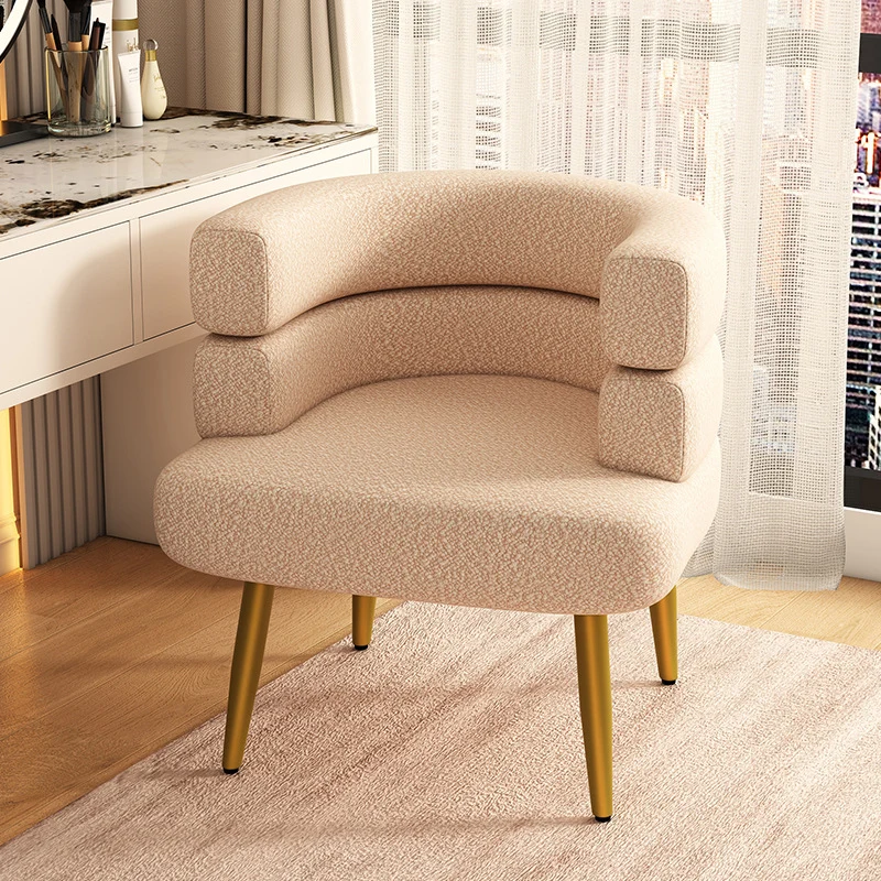 Contemporary Nordic Sherpa Fabric & Carbon Steel Curved Round Accent Chair For Bedroom & Living Room