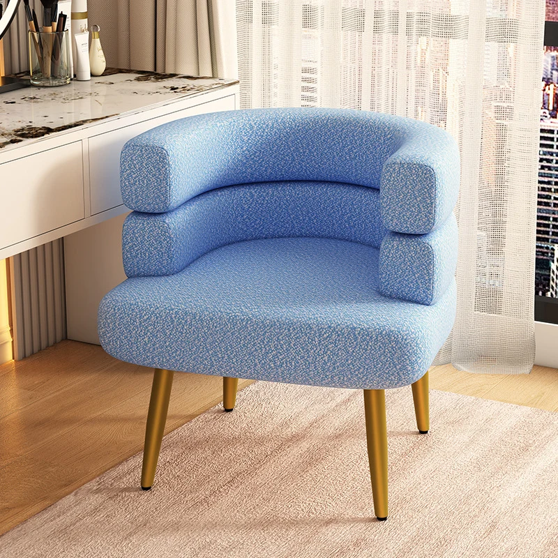 Contemporary Nordic Sherpa Fabric & Carbon Steel Curved Round Accent Chair For Bedroom & Living Room